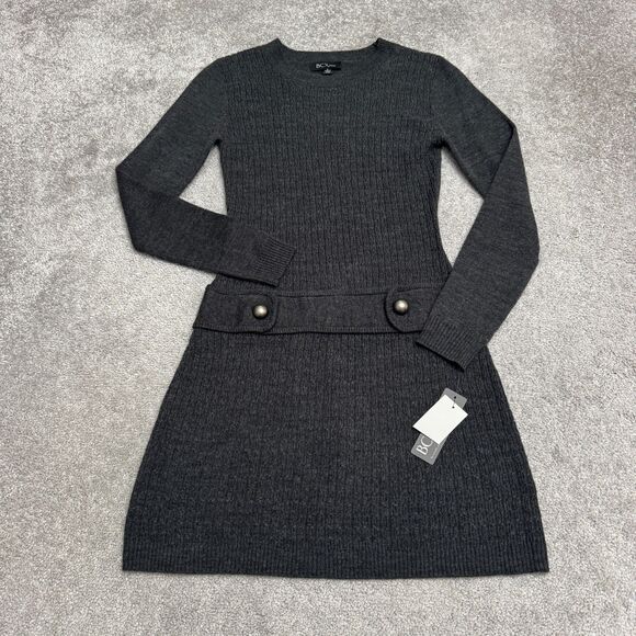BCX Dresses & Skirts - BCX Downtime A-Line Sweater Dress Womens Small smoke Gray Crew Neck Acrylic NWT